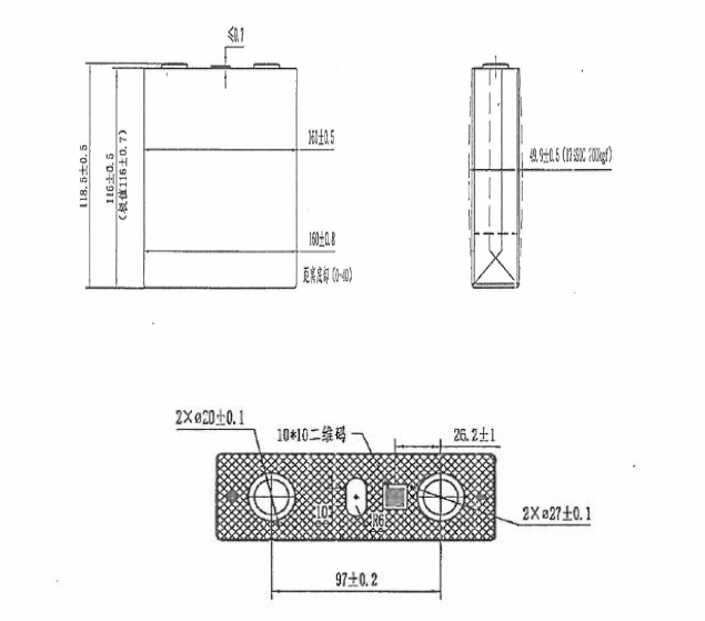 3.2 V 102 Ah Cell Dimensions
